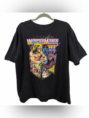WWE WrestleMania VI Graphic T-Shirt Black 2XL Retro Wrestling